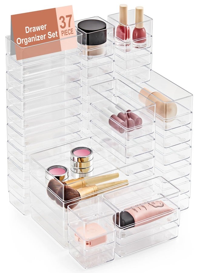 SMARTAKE 37 PCS Clear Drawer Organizers Set - Image 1